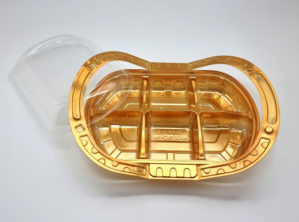מארז פלסטיק זהב עם ידית 27X22+6 (מחולק ל-6)