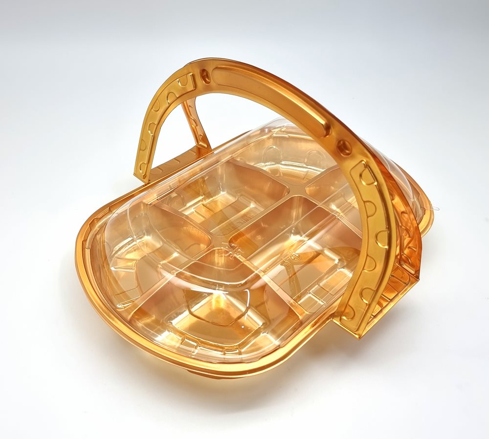 מארז פלסטיק זהב עם ידית 27X22+6 (מחולק ל-6)