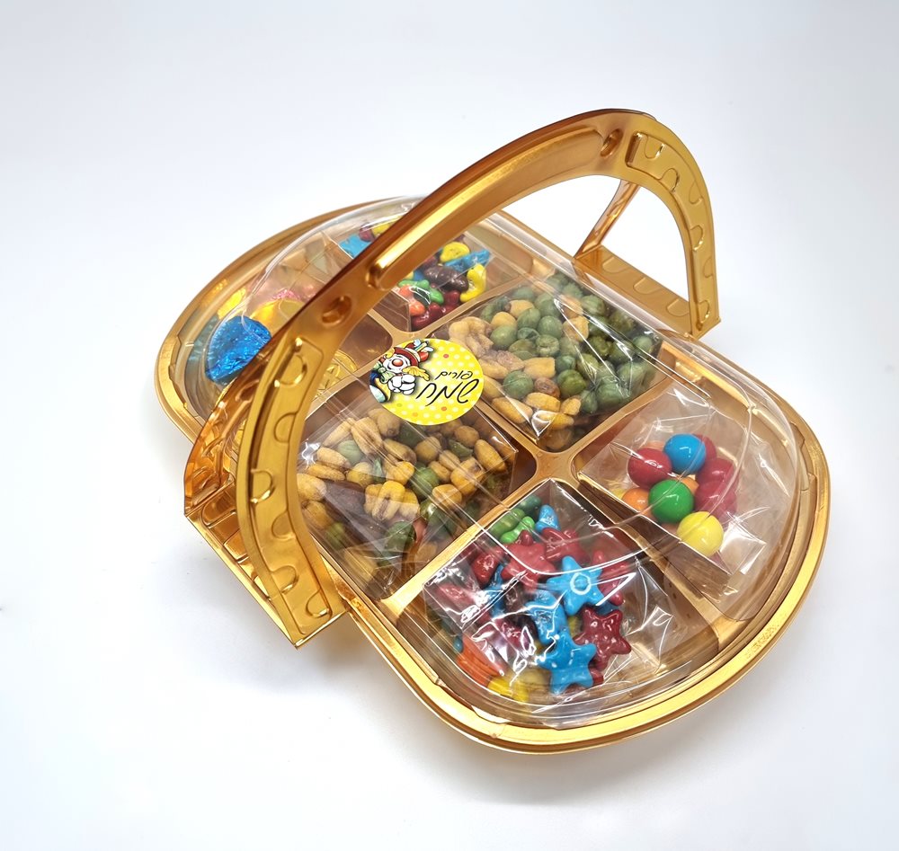 מארז פלסטיק זהב עם ידית 27X22+6 (מחולק ל-6)