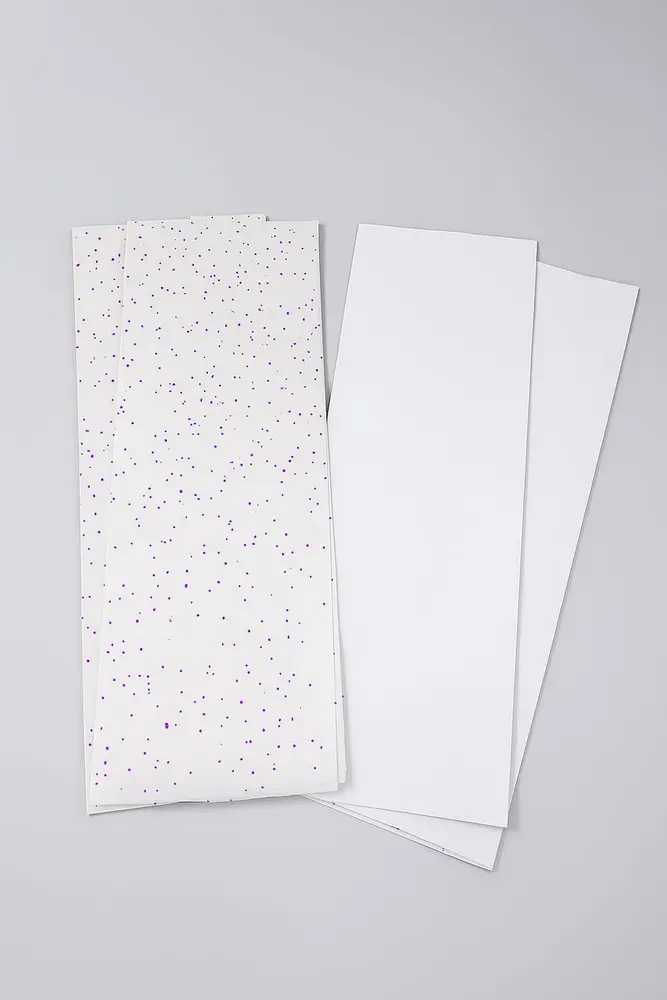 נייר משי לבן עם נקודות סגולות + לבן, 100 יחידות בחבילה