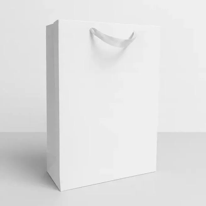 שקית קרטון לבנה +ידית ריבס 24X37+10