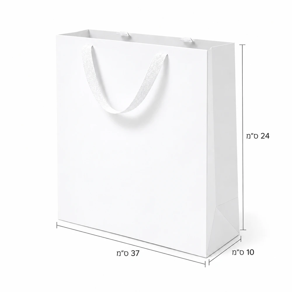 שקית קרטון לבנה +ידית ריבס 24X37+10