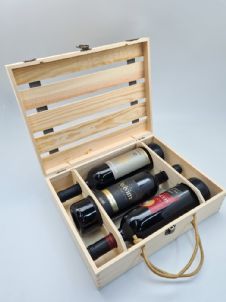 ארגז עץ ל3 יינות עם ידית נשיאה 27X35+10.2