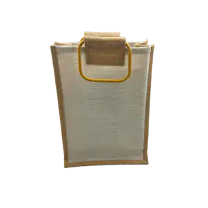 תיק יוטה עם ידיות עץ 24X34+10