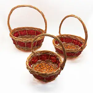 סלסלה עגולה פס אדום+ ידית (3 מידות לבחירה)