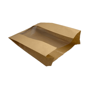 שקיות נייר עם חלון+ כפל צד 21X34.5+9- טבעי
