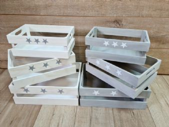 סט שלישיה ארגזי עץ כוכבים