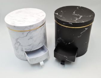 קופסא עגולה שיש + מגירה