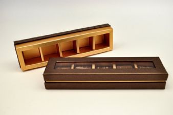 קופסת פרלינים מהודרת חמישיה - חום