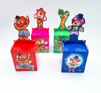 קופסת ריבוע לפורים עם ליצן