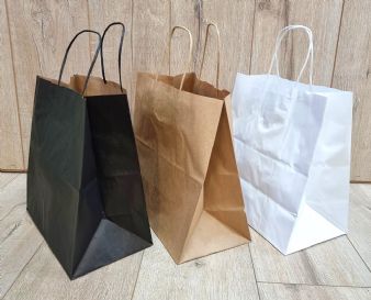 שקיות נייר טייק אווי ידיות מגולגלות 28X28+15