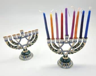 חנוכיית מגן דוד עיטורים-ירוק