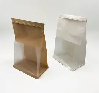 שקיות פיצוחים כפל תחתית עם חלון + חבק 17X27.5+10