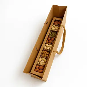 שקית קרטון טבעי + ידית ריבס 41.5X15+8.5