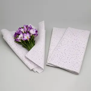 נייר משי לבן עם נקודות סגולות + לבן, 100 יחידות בחבילה