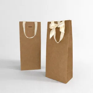 שקית קרטון יין זוגי + ידית ריבס 38X16+10