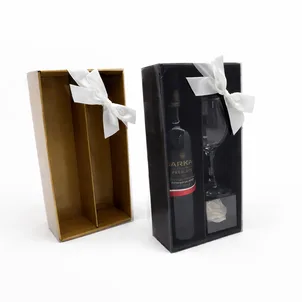 מארז יין זוגי עם מכסה שקוף