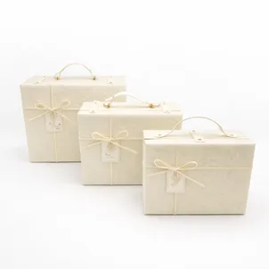 סט שלישיית קופסאות מזוודה - שמנת