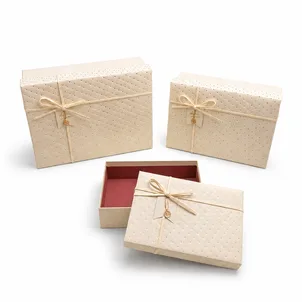 סט שלישיית קופסאות - שמנת + נקודות זהב